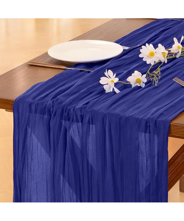 Socomi 10pcs Royal Blue Cheesecloth Table Runner Boho Rustic Gauze 120 inch 10FT Cheese Cloth Runner for Wedding Party Baby Shower Birthday Home Decor Holiday Decorations