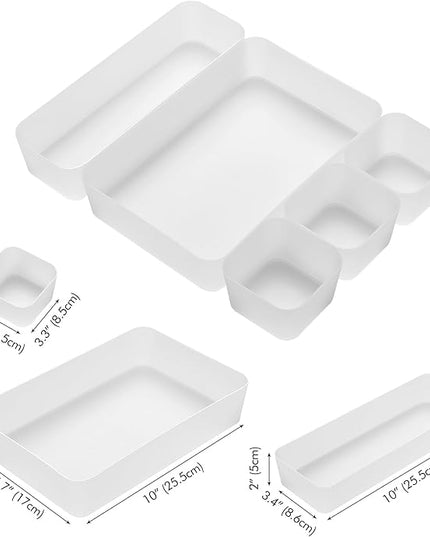 Poeland 5 Pcs Drawer Organizer Tray Storage Box for Bedroom Nightstand Drawer Dresser Bathroom Kitchen Drawer, Frosted