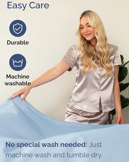 Extra Deep Twin XL Sheet Set - 4 Piece Breathable & Cooling Sheets - Hotel Luxury Bed Sheets Set - Easy & Secure Fit - Soft, Wrinkle Free & Comfy Sheets Set - Sky Blue Sheet Set w/Extra Deep Pockets