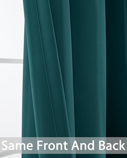 Yakamok Blackout Curtains for Bedroom 2 Panels Set 108 Inch Length Thermal Insulated Room Darkening Dark Black Out Drapery Grommet Window Treatments Drapes for Living Room,62x84, Dark Teal
