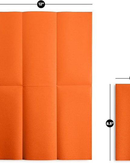 Linen-Feel Orange Paper Napkins - Decortive Cloth-Like Disposable Dinner Napkins - Soft And Absorbent Napkins for Thanksgiving, Party, Wedding, Bathroom Or Any Occasion. (Pack of 100)