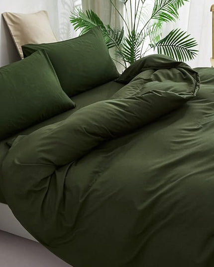 CLOTHKNOW Dark Green Comforter Set Twin/Twin XL Army Green Bedding Comforter Sets Boys Girls Comforter Soft Military Comforter with 2 x Pillow Cases