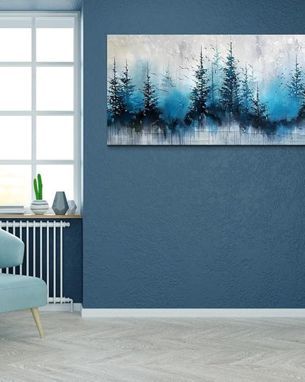 hyidecorart Large Wall Decor For Office Framed Wall Art For Living Room Scenery Abstract Wall Painting Bedroom Decoration Misty Forest Trees Pictures Artwork Canvas Prints Home Room Decor 60"X30"