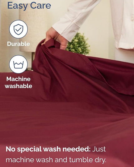Extra Deep Twin XL Sheet Set - 4 Piece Breathable & Cooling Sheets - Hotel Luxury Bed Sheets Set - Easy & Secure Fit - Soft, Wrinkle Free & Comfy Sheets Set - Burgundy Sheet Set w/Extra Deep Pockets