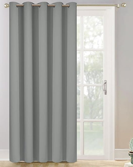 Yakamok Wide Thermal Blackout Patio Door Curtain Panel, Sliding Door Insulated Grommet Curtains, Extra Wide Curtains for Sliding Glass Door, Dove Grey, W70 x L84, 1 Panel