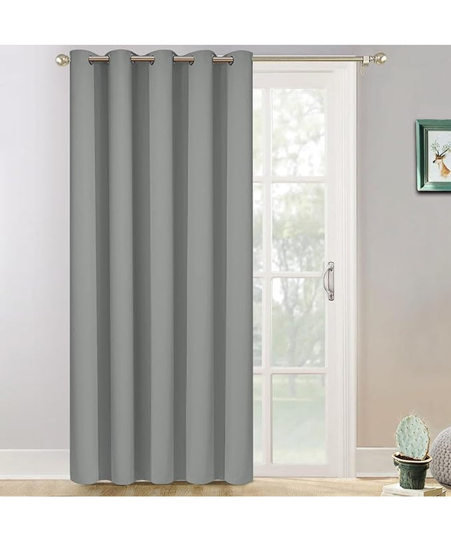 Yakamok Wide Thermal Blackout Patio Door Curtain Panel, Sliding Door Insulated Grommet Curtains, Extra Wide Curtains for Sliding Glass Door, Dove Grey, W70 x L84, 1 Panel
