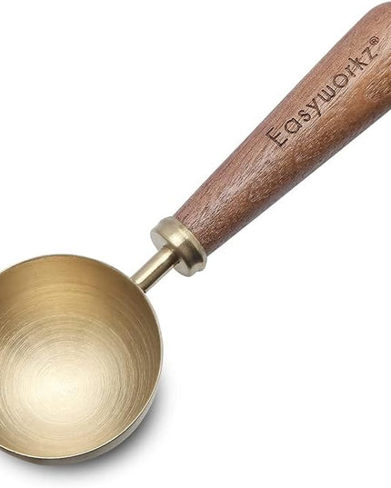 Easyworkz Retro Stainless Steel Coffee Spoon With Black Walnut Handle,10g - Measuring Spoon (Brushed gold)