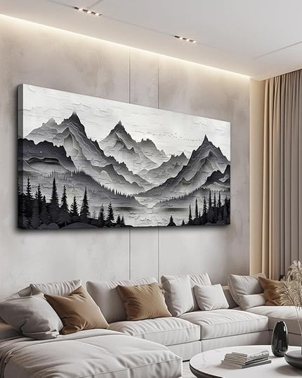 ZUITINGHUA Large Wall Decor For Living Room Canvas Wall Art For Office Modern Wall Decorations For Bedroom Black Mountains Landscape Painting Farmhouse Pictures Artwork Room Home Decor 24x48 In