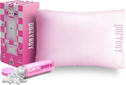 Fluff and Stuff Comfort Pillow | Queen Size Memory Foam Pillows, Chiropractor Designed and Approved 2-in-1 Back Support and Bed Pillows | Fully Adjustable Pillow (Rosie, Queen (Pack of 1))