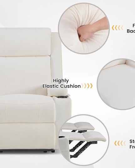 Reclining Sofa Set for Living Room, Loveseat Recliner Sofa & 3 Seater Manual Reclining Sofa with Console & Cup Holders, Recliner Sofa Set for Living Room Furniture Sets(Beige)