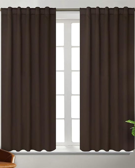 BGment Brown Blackout Curtains 54 Inches Long - 42 x 54 Inch Curtains Noise Reducing Thermal Insulated Room Darkening Privacy Rod Pocket and Back Tab Drapes for Bedroom, 2 Window Curtain Panels