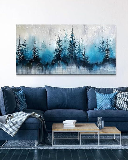 hyidecorart Framed Wall Art For Living Room Wall Decor For Office Misty Forest Trees Pictures Scenery Abstract Wall Painting Artwork Bedroom Decoration Canvas Prints Art Home Room Posters Hang Easy