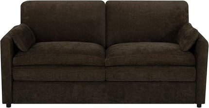 69" Chenille Modern Couch with Cozy & Soft Backrests, 2 Seats Sofa with 2 Extra Pillows, Comfy Upholstered Sofa with Thicker Cushions for Living Room, Office, Brown
