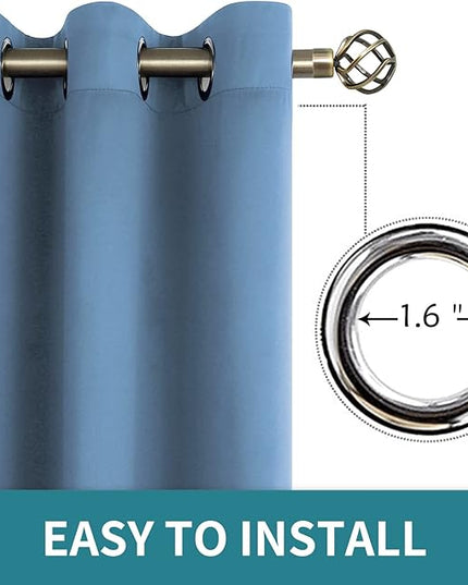BGment Blackout Curtains for Bedroom - Grommet Thermal Insulated Room Darkening Curtains for Living Room, Set of 2 Panels (52 x 45 Inch, Faded Denim)