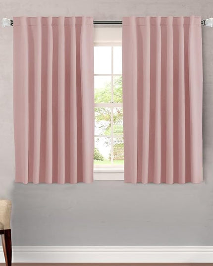 H.VERSAILTEX Blackout Curtains Thermal Insulated Window Treatment Panels Room Darkening Blackout Drapes for Living Room Back Tab/Rod Pocket Bedroom Draperies (2 Panels, Baby Pink, 52 x 45 Inch)