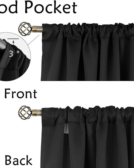 BGment Halloween Black Blackout Curtains 63 inch Length for Bedroom - Rod Pocket and Back Tab Thermal Insulated Room Darkening Curtains for Living Room, 2 Window Curtains, 42 x 63 Inch