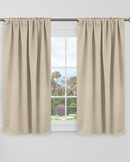 BGment Blackout Curtains 40 Inch Length for Cafe - 38 x 40 Inch Short Window Curtains Rod Pocket and Back Tab Thermal Insulated Room Darkening Curtains for Kitchen Bathroom, 2 Panels, Champagne