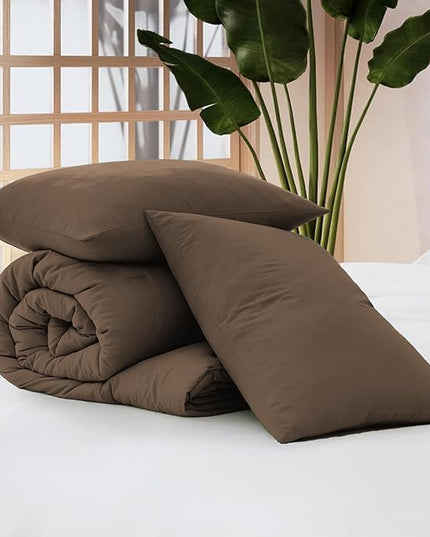 WRENSONGE King Size Comforter Set- 7 Pieces Soft Chocolate Brown Bed in a Bag King with Fitted Sheet, Flat Sheet, 2 Pillow Shams, and 2 Pillowcases-Warm King Bedding Set for All Season