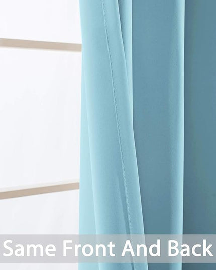 Yakamok Blackout Curtains for Bedroom,Grommet Thermal Insulated Room Darkening Curtains for Living Room, Set of 2 Panels (52 x 63Inch, Sky Blue)