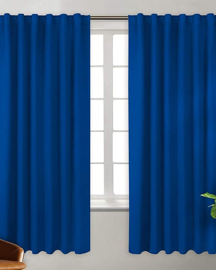 BGment Rod Pocket and Back Tab Blackout Curtains for Bedroom - Thermal Insulated Room Darkening Curtains for Living Room, 2 Window Curtain Panels (52 x 72 Inch, Classic Blue)