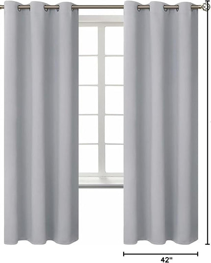BGment Room Darkening Curtains 72 Inches Long - Grommet Thermal Insulated Drapes Window Treatment Curtains for Bedroom, 2 Panels, 42 x 72 Inch, Light Grey