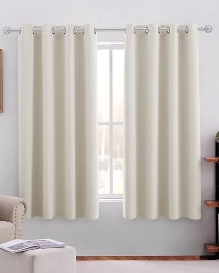 HOMEIDEAS Cream Beige Blackout Curtains for Bedroom 52 X 63 Inch Length 2 Panels Set Room Darkening Bedroom Curtains, Soundproof Thermal Grommet Window Curtains for Living Room