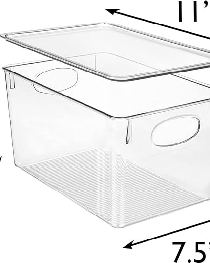 ClearSpace Plastic Storage Bins With lids, 4 Pack – Perfect Pantry Organization and Storage – Fridge Organizer, Pantry Storage Containers and Storage Bins, Cabinet Organizers