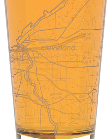 Well Told Engraved Cleveland Ohio Map Pint Glass, Etched Beer Gift (16 oz, Clear) City Map Pint, Custom City Glassware, Gifts For Beer Lovers
