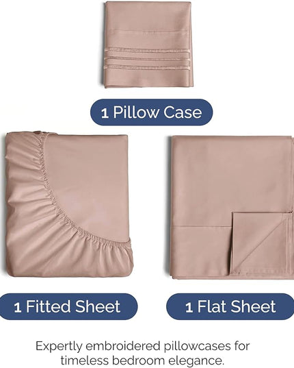 Twin XL Size 3 Piece Sheet Set - Comfy Breathable & Cooling Bed Sheets Set - Hotel Luxury Bedding for Women, Men, Kids, Teens, Boys & Girls - Deep Pockets, Ultra-Soft, Wrinkle Free - Oeko-Tex - Mauve