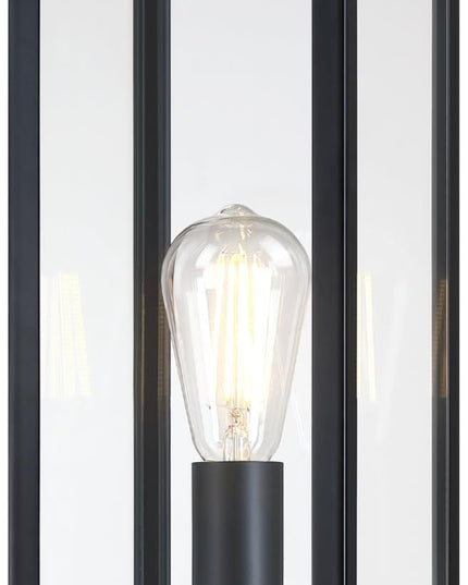 GRUENLICH Outdoor Lamp Post Light Fixtures, Exterior Pole Lantern with Tempered Glass, 20.5 Inch Fence Post Lighting for Garden Yard Pathway, Black, 1 Pack