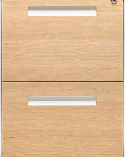 Laura Davidson Furniture Stockpile 2 Drawer Mobile File Cabinet with Lock - Under Desk Metal Filing Cabinet, Legal/Letter File Folders, Wheels and Stationary Feet, Pre-Assembled, White/Wood
