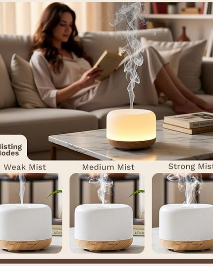 Essential Oil Diffuser 500ml,Aromatherapy Diffuser with 7 LED Lights,Quiet Air Humidifier 4-in-1 with Timer & Auto-Off,Compact Scent Diffuser for Bedroom,Yoga,SPA,Baby Room(Portable Model)