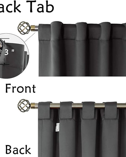 BGment Blackout Curtains 48 Inch Length for Cafe - 38 x 48 inch Curtains Rod Pocket and Back Tab Thermal Insulated Room Darkening Curtains for Kitchen/Bedroom, 2 Window Panels, Dark Grey
