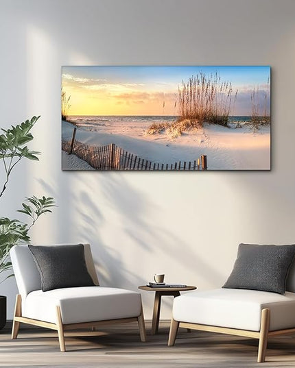 Canvas Wall Art for living room seaview sand dunes Seagrass landscapes bathroom Wall Decor Ready to Hang Home Decorations bedroom kitchen inspirational Canvas prints posters painting mural Artwork