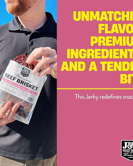 J&K Beef Brisket Jerky - Korean BBQ - Hand Crafted Small Batch American Made Slab Jerky - Bold & Flavorful Snack! - 7oz Big Bag