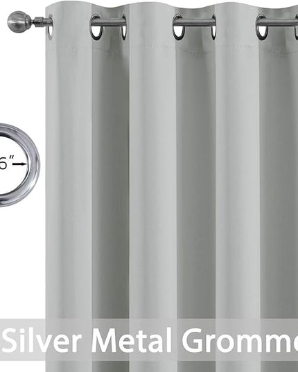 Yakamok Blackout Curtains Room Darkening Thermal Insulated Grommet top Window Curtains for Living Room, 52Wx108L Inch, Light Grey, Set of 2