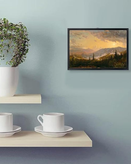 Aubeeba Sunset Wall Art Mountain Landscape Canvas Prints Artwork Decor,Vintage Framed Forest Scenery Pictures Wall Decor for Home Bedroom Bathroom 08x12 inches