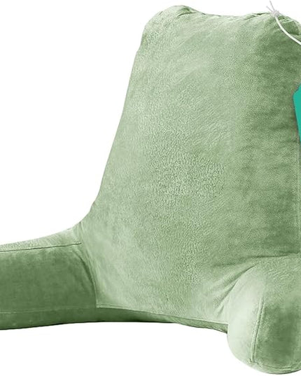Sasttie 25-inch Reading Pillows for Sitting in Bed Adult, Jumbo Velvet Back Pillow Bed Sitting Up, XL High Back-Rest Support Cushion for Sit Up on Couch & Floor, Oeko-Tex Certified, Sage Green