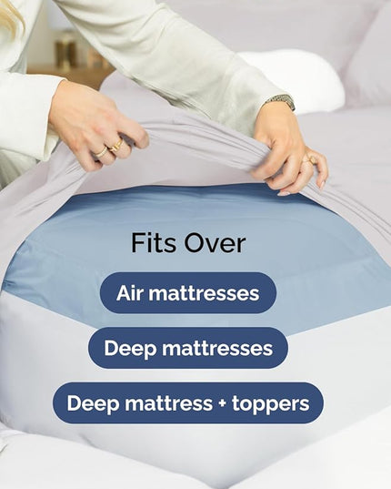 Extra Deep Twin XL Sheet Set - 4 Piece Breathable and Cooling Sheets - Hotel Luxury Bed Sheets Set - Easy Fit - Soft, Wrinkle Free and Comfy Sheets Set - French Grey Sheet Set with Extra Deep Pockets