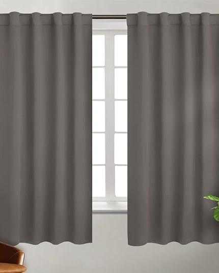 BGment Grey Curtains 63 inch for Bedroom - Rod Pocket and Back Tab Blackout Curtains Thermal Insulated Room Darkening Curtains for Living Room, 2 Window Curtain Panels (38 x 63 Inch, Grey)