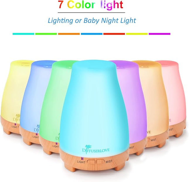Diffuserlove Essential Oil Diffusers 200ML Remote Control Diffuser Mist Humidifiers BPA-Free Aromatherapy Diffuser (Yellow Base)