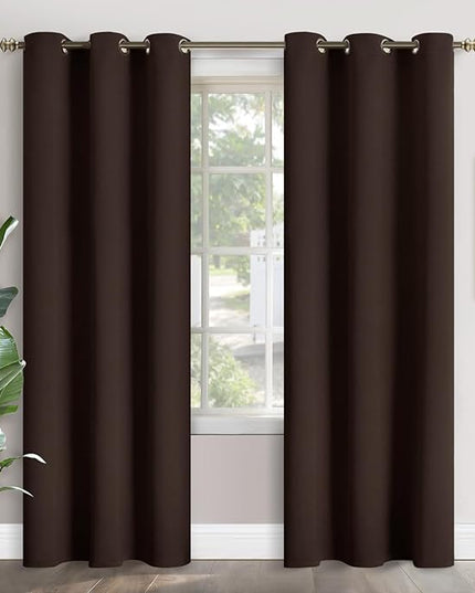 YoungsTex Brown Blackout Curtains for Bedroom 84 Inches Length - Thermal Insulated with Grommet Room Darkening Curtains for Living Room, 2 Panels, 42 x 84 Inch