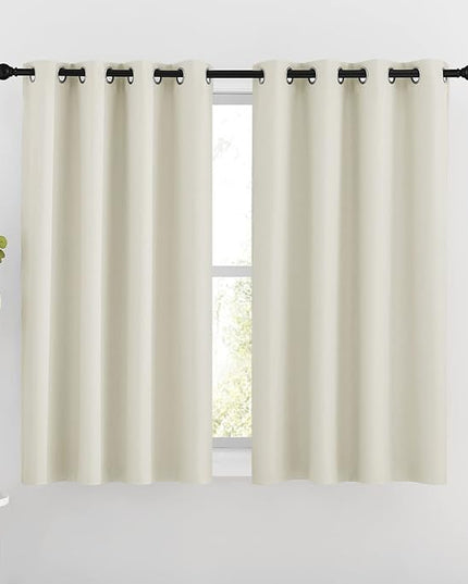 NICETOWN Room Darkening Curtains and Drapes for Bedroom - Grommet Energy Saving Thermal Insulated Light Blocking Window Treatments for Kitchen (Beige, 1 Pair, W46 x L54)