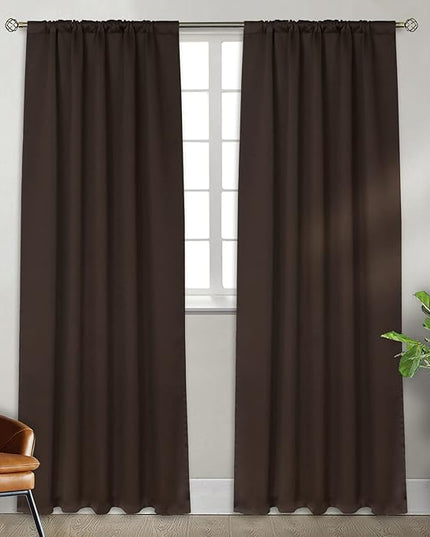 BGment Rod Pocket and Back Tab Blackout Curtains for Bedroom - Thermal Insulated Room Darkening Curtains for Living Room, 2 Window Curtain Panels (42 x 84 Inch, Brown)