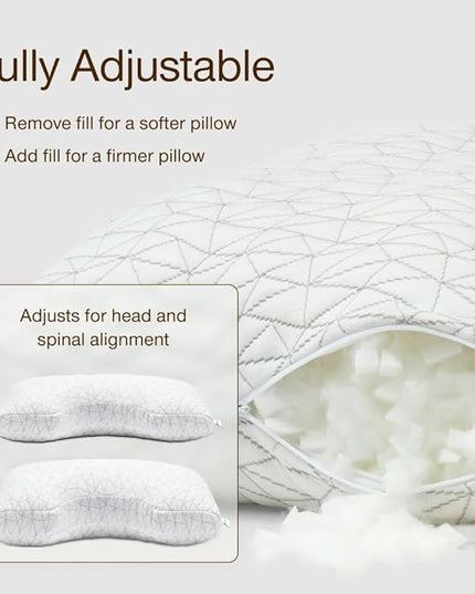 Coop Home Goods Original Cut-Out Adjustable Pillow, King Size Bed Pillows for Neck & Head Support, Memory Foam Pillows - Medium Firm for Side Sleeper, CertiPUR-US/GREENGUARD Gold