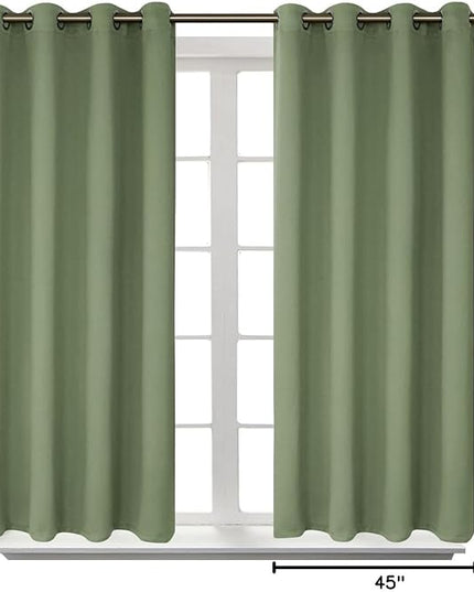 BGment Room Darkening Curtains 45 Inches Long - Grommet Thermal Insulated Drapes Window Treatment Curtains for Bedroom, 2 Panels, 52 x 45 Inch, Grass Green
