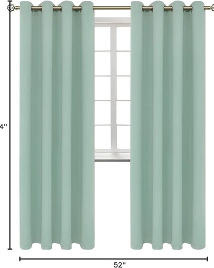 BGment Blackout Curtains - Grommet Thermal Insulated Room Darkening Bedroom and Living Room Curtains, Set of 2 Panels (52 x 84 Inch, Frosty Green)