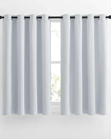 NICETOWN Greyish White Room Darkening Curtains - Window Treatment Thermal Insulated Grommet Panels/Drapes for Bedroom (2 Panels, 52 by 54)