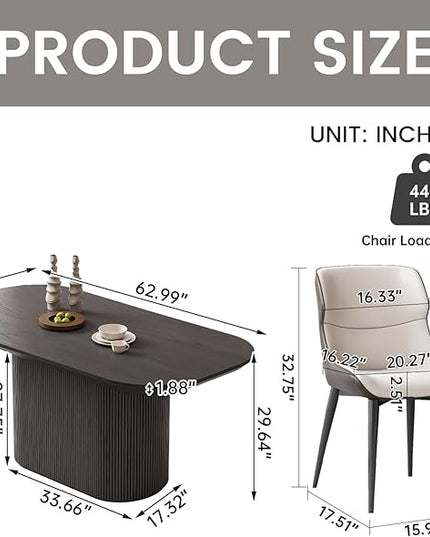 Guyii 62.99" Oval Dining Table Set with 4 Chairs, Modern Kitchen Table Set, Indoor Rectangular Dining Room Table for Kitchen, Bar, Living Room, Home, Black