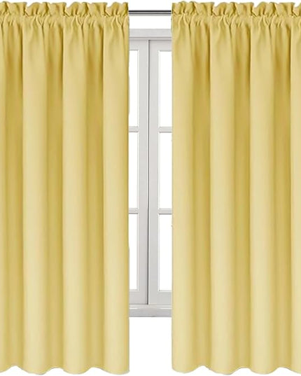 DWCN Blackout Curtains for Bedroom – Rod Pocket Thermal Insulated Noise Reducing Noise Reducing Drapes for Living Room, W 38 x L 63 Inch, 2 Panels, Light Yellow